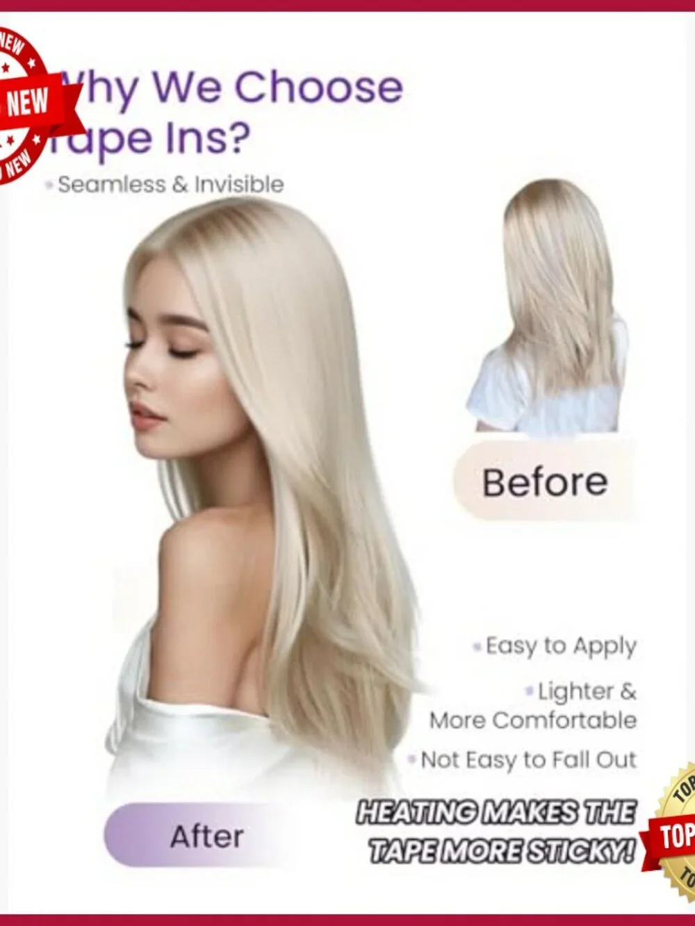 Real Human Hair Tape Extensions 18 Inch 50g 20pcs Seamless Invisible